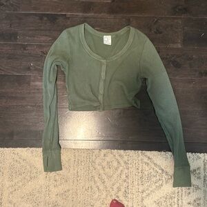 aerie offline waffle knit cropped short